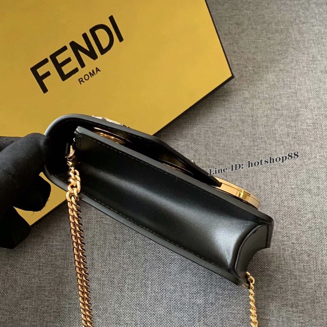 FENDI专柜精品包包 芬迪全皮鏈條小斜挎包 雞眼 Fendi簡約風幾何圖形翻蓋包 fdzg2334